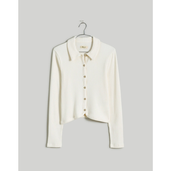 Madewell Curved-Hem Polo Cardigan Tee Lighthouse Cotton Tencel S - Picture 1 of 1